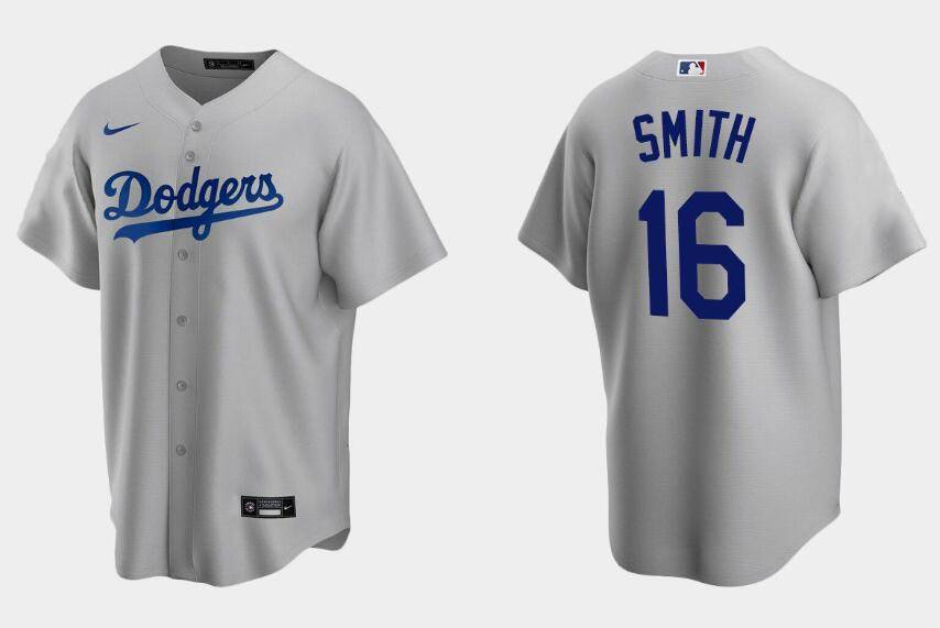 Men's Los Angeles Dodgers #16 Will Smith Gray Cool Base Stitched Jersey